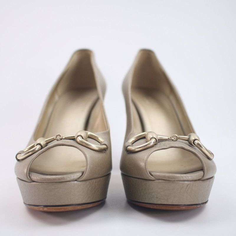 Gucci Gucci Champagne Peep-Toe High Heels Size US 8 / IT 38 - 3 Thumbnail