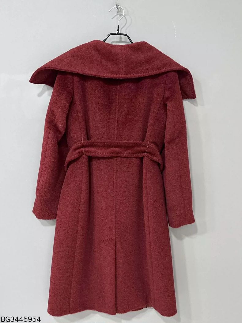 Max Mara Red Alpaca Wool Belted Coat MaxMara Size S / US 4 / IT 40 - 3 Thumbnail