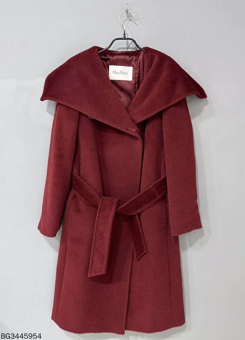 Max Mara Red Alpaca Wool Belted Coat MaxMara Size S / US 4 / IT 40 - 2 Thumbnail