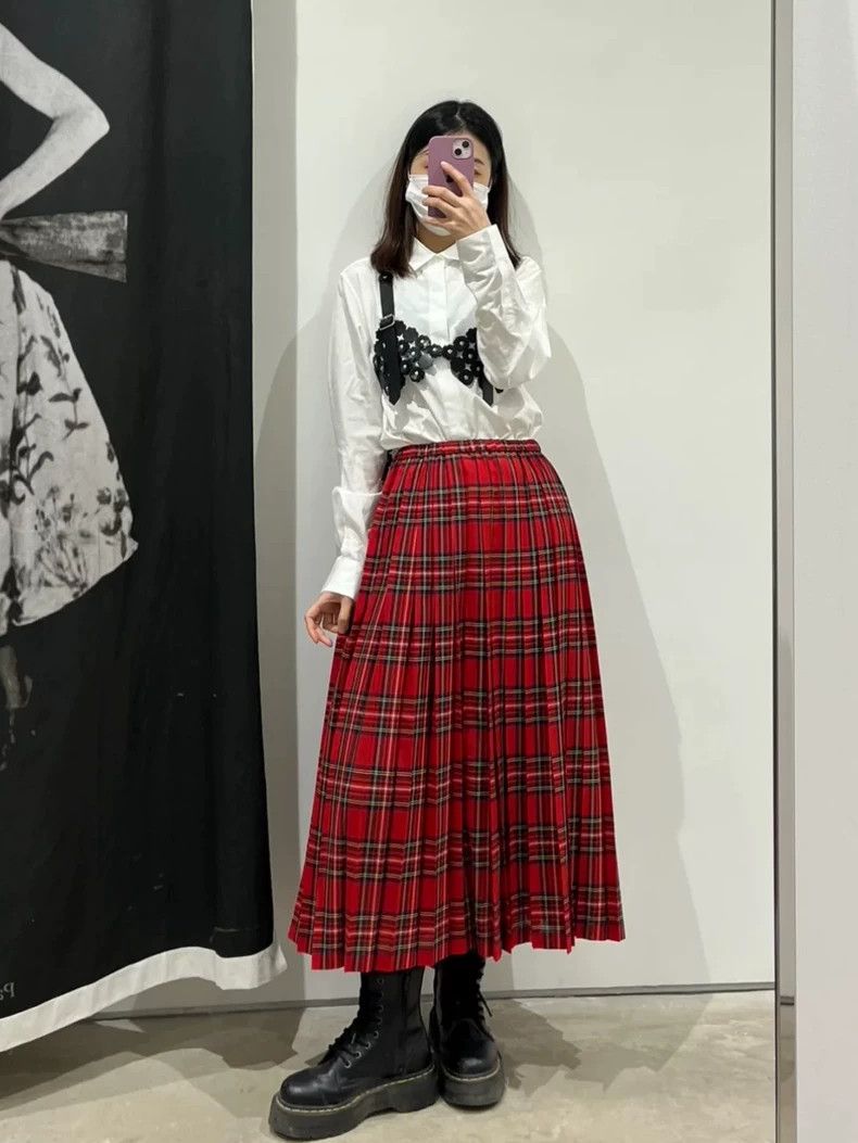 Junya Watanabe Junya Watanabe CDG Plaid Pleated Skirt Size 28" / US 6 / IT 42 - 3 Thumbnail