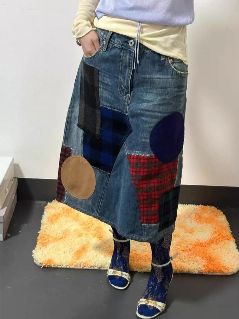 Junya Watanabe Junya Watanabe&CDG Patchwork Denim Skirt Size 28" / US 6 / IT 42 - 5 Thumbnail