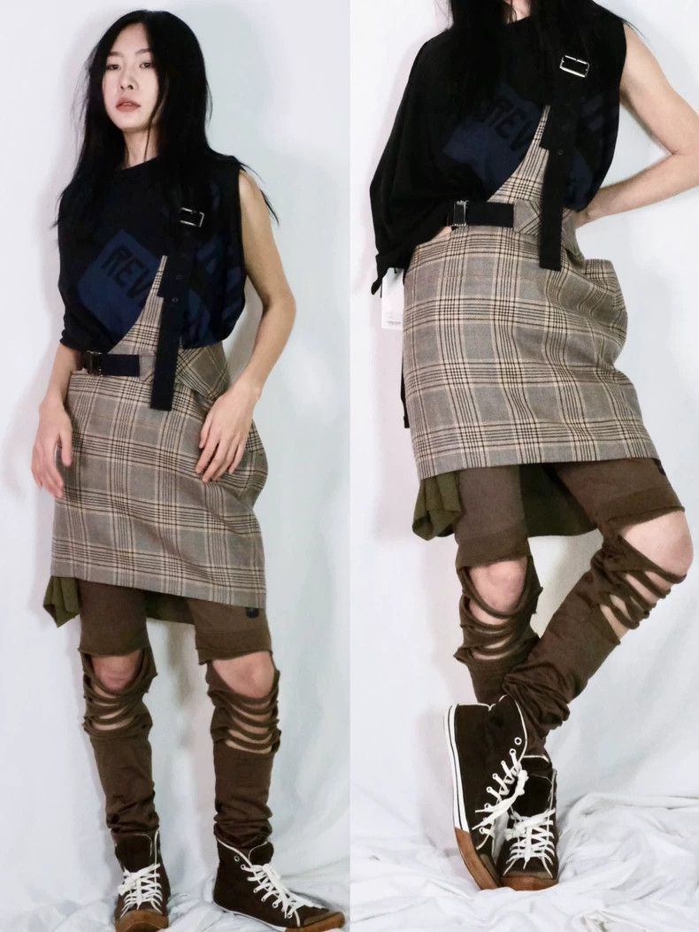 Junya Watanabe Junya Watanabe CDG Asymmetric Plaid Skirt Size 26" / US 2 / IT 38 - 2 Thumbnail
