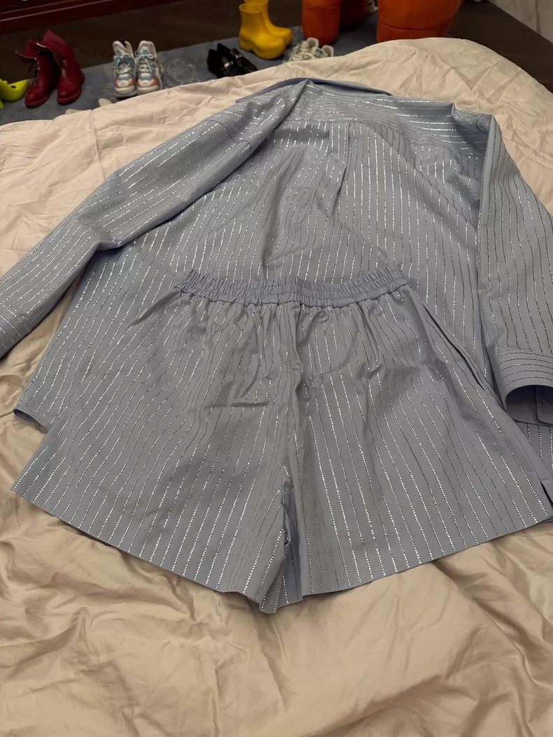 Alexander Wang Alexanderwang Rhinestone Shirt Shorts Set Size 26" / US 2 / IT 38 - 3 Thumbnail