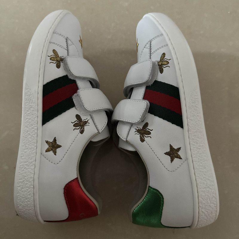 Gucci Gucci Kids' White Ace Sneakers with Embroidery 0079 Size US 5 / EU 37 - 9 Thumbnail