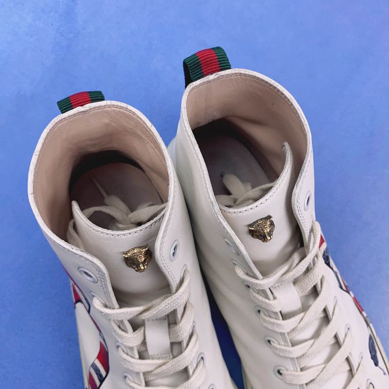Gucci Gucci White High-Top Sneakers with Snake Design 0079 Size US 8 / EU 41 - 10 Thumbnail