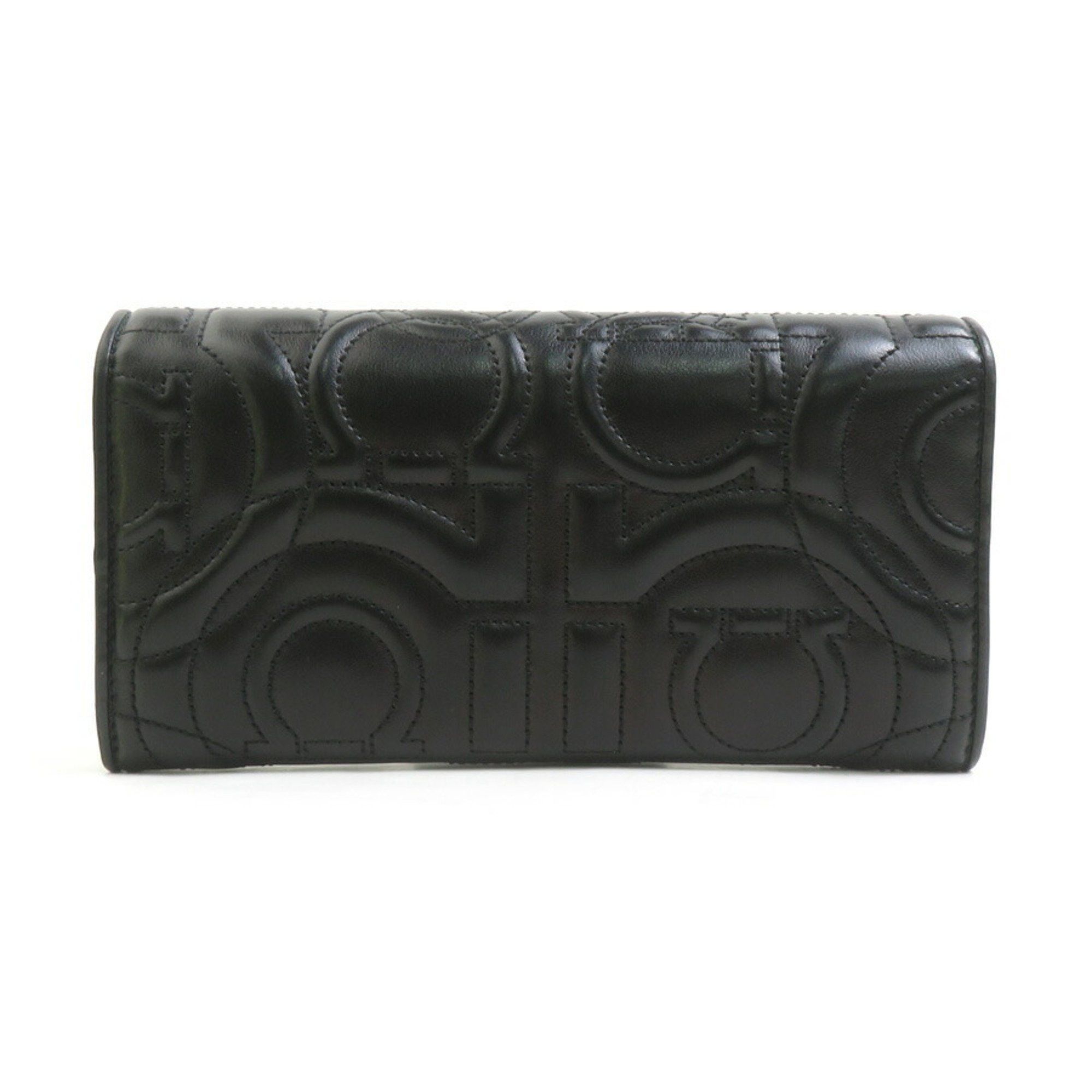 Salvatore Ferragamo Salvatore Ferragamo Gancini Leather Long Wallet in Black, Women's, 56267a Size ONE SIZE - 2 Thumbnail