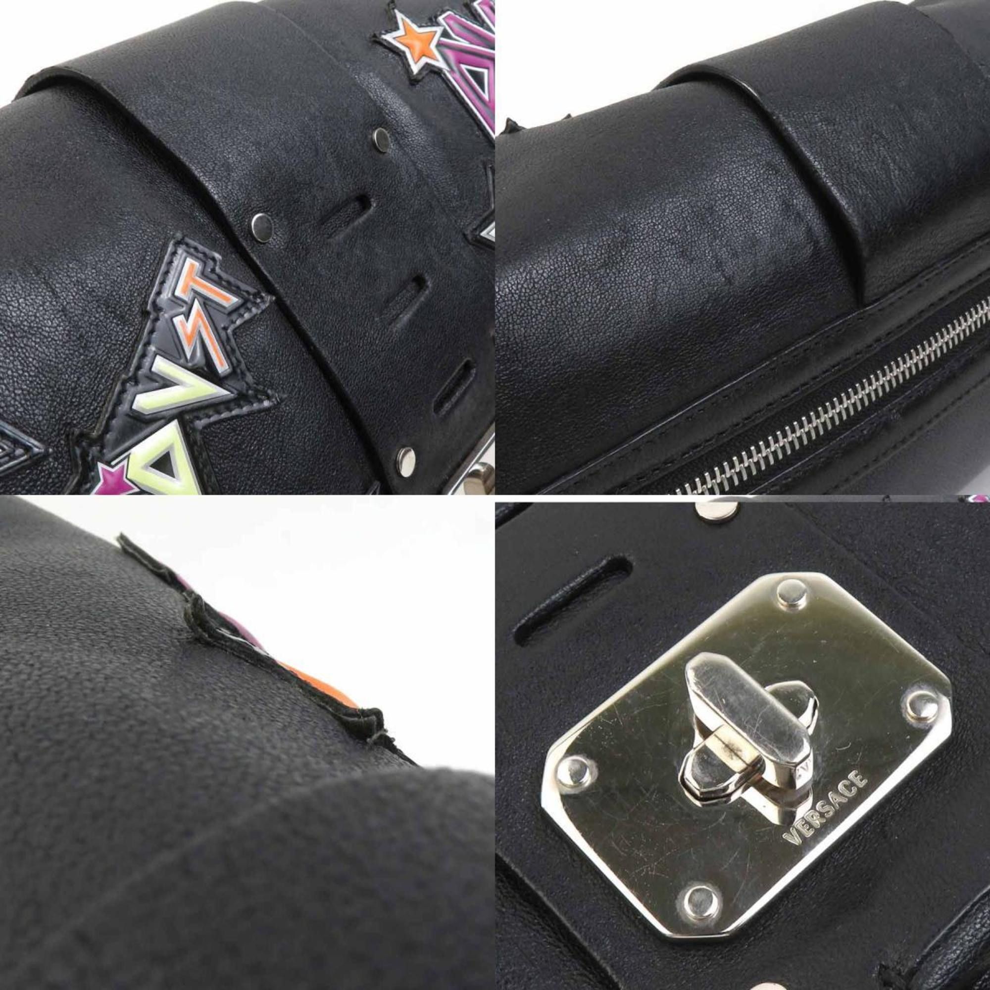 Versace Versace 2-Way Shoulder Bag in Black, Multicolored Leather, and Silver (e60735a) Size ONE SIZE - 4 Thumbnail