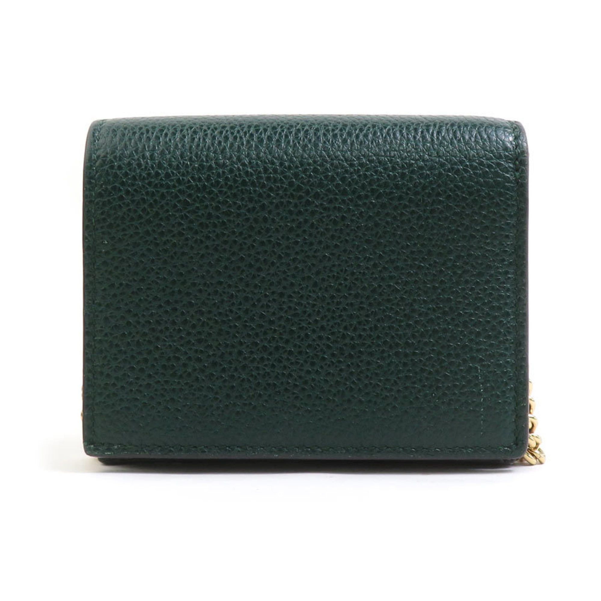Gucci Gucci Women's Zumi Leather Bifold Chain Wallet in Dark Green, Gold, and Silver (Product Code: 570660 e60739a) Size ONE SIZE - 2 Thumbnail