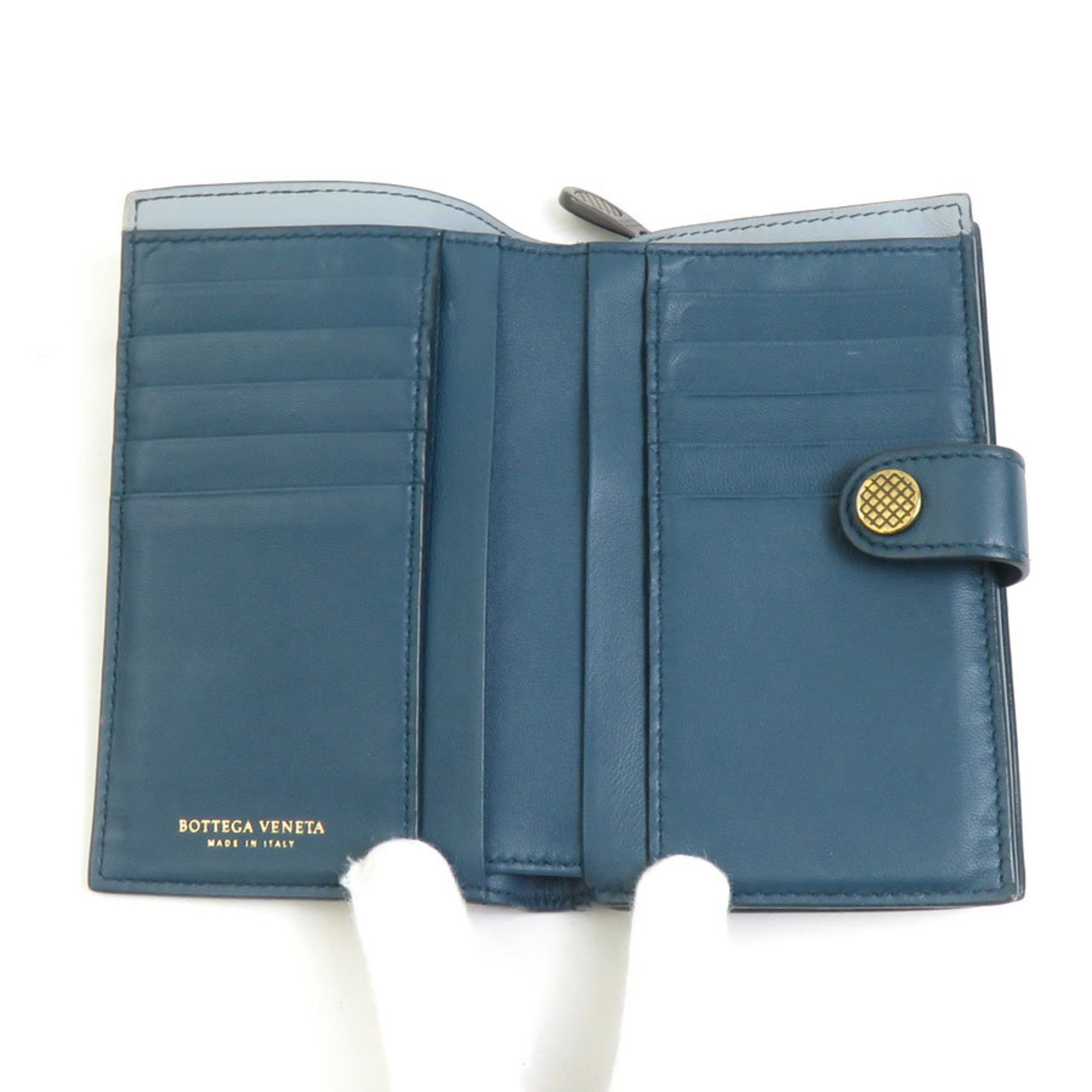 Bottega Veneta Bottega Veneta bifold wallet in intrecciato leather green-blue for men and women, item number 56266a Size ONE SIZE - 3 Thumbnail