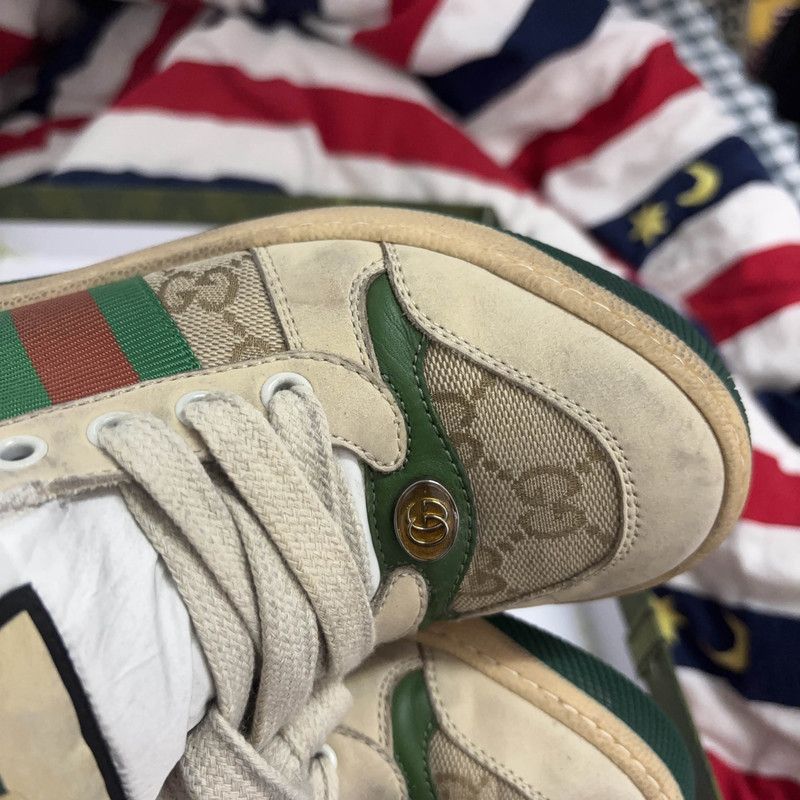 Gucci Gucci Screener Leather Kids Sneakers in Green 0079 Size US 5 / EU 37 - 8 Thumbnail