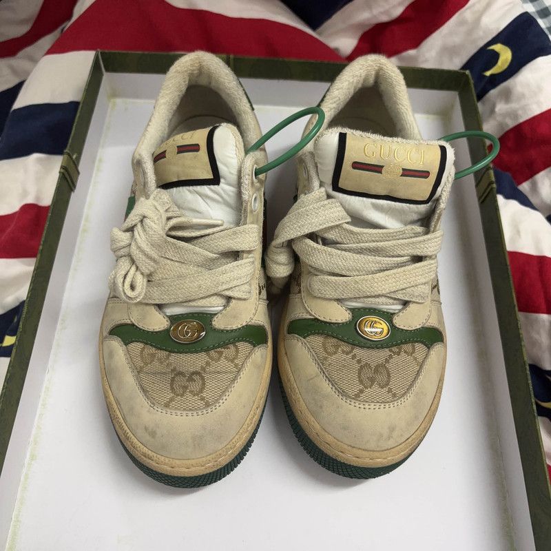 Gucci Gucci Screener Leather Kids Sneakers in Green 0079 Size US 5 / EU 37 - 2 Thumbnail