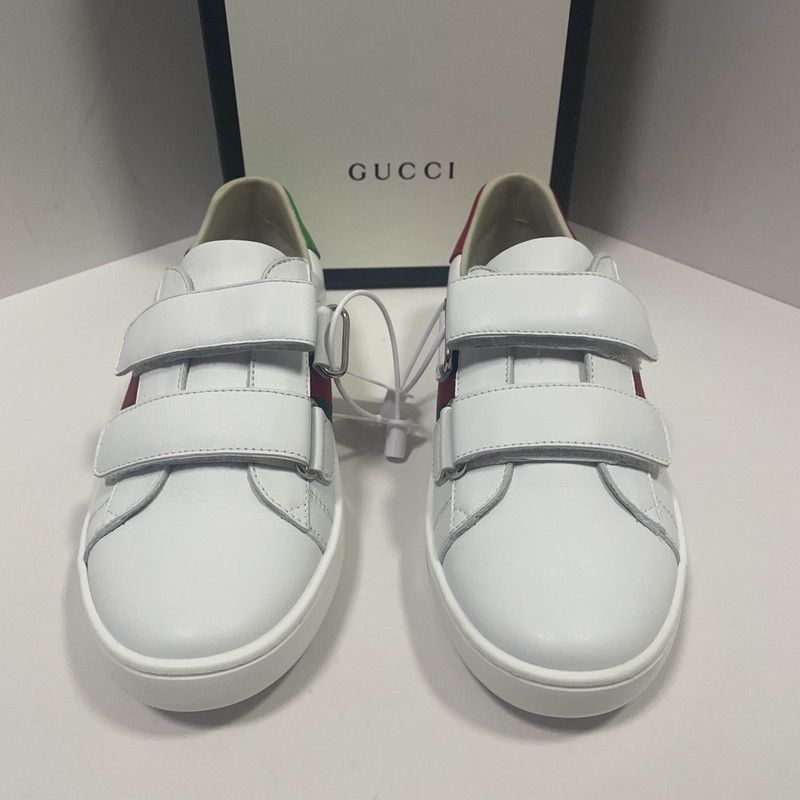 Gucci Gucci Kids' ACE Leather Velcro Sneakers 0079 Size US 5 / EU 37 - 2 Thumbnail