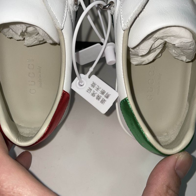 Gucci Gucci Kids' ACE Leather Velcro Sneakers 0079 Size US 5 / EU 37 - 10 Thumbnail