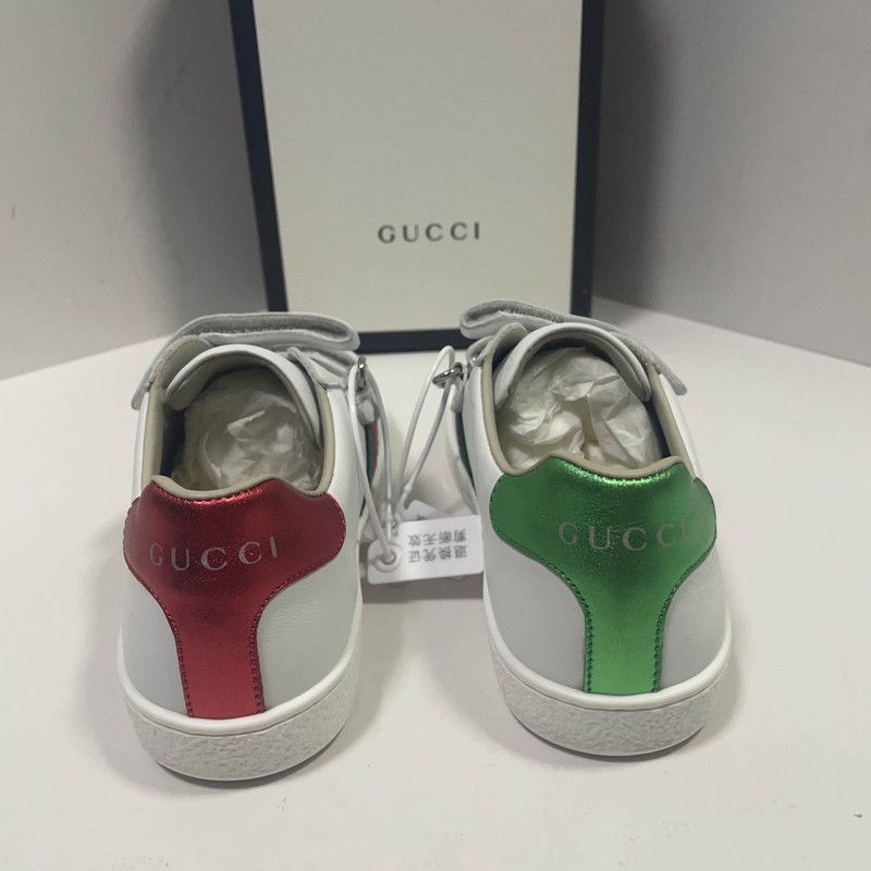 Gucci Gucci Kids' ACE Leather Velcro Sneakers 0079 Size US 5 / EU 37 - 3 Thumbnail