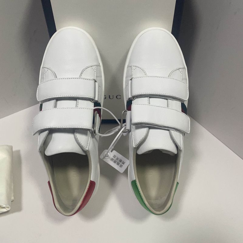 Gucci Gucci Kids' ACE Leather Velcro Sneakers 0079 Size US 5 / EU 37 - 7 Thumbnail