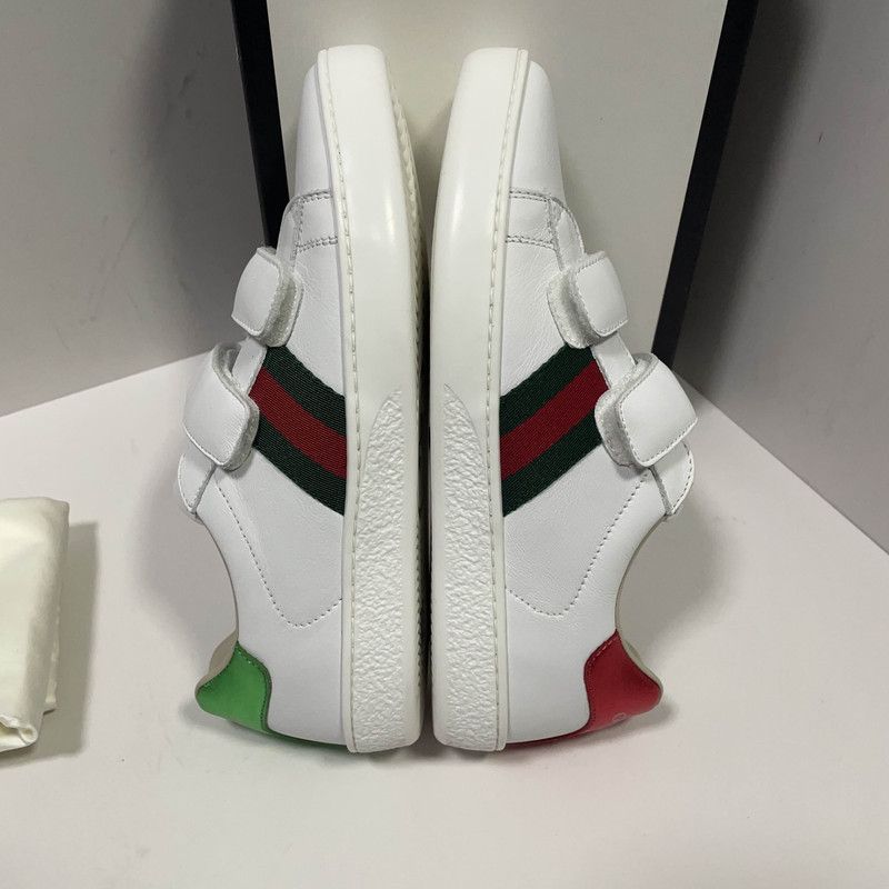 Gucci Gucci Kids' ACE Leather Velcro Sneakers 0079 Size US 5 / EU 37 - 9 Thumbnail