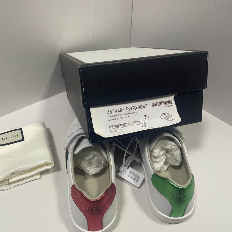 Gucci Gucci Kids' ACE Leather Velcro Sneakers 0079 Size US 5 / EU 37 - 6 Thumbnail