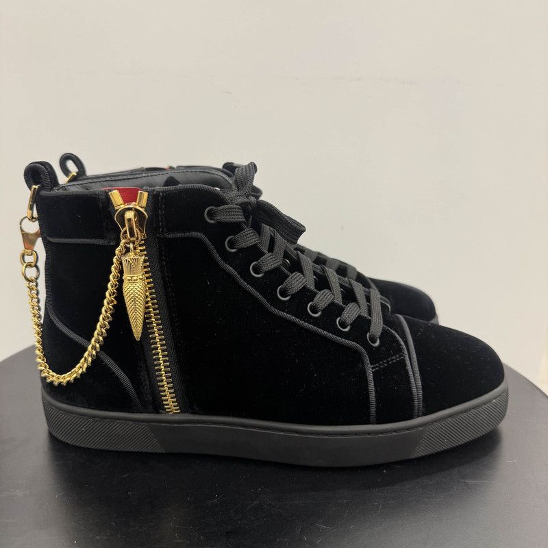Louis Vuitton CL Louis Velvet High-Top Sneakers in Black 0079 Size US 7.5 / EU 40-41 - 6 Thumbnail