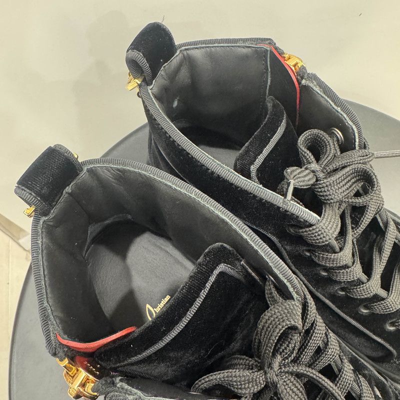 Louis Vuitton CL Louis Velvet High-Top Sneakers in Black 0079 Size US 7.5 / EU 40-41 - 8 Thumbnail