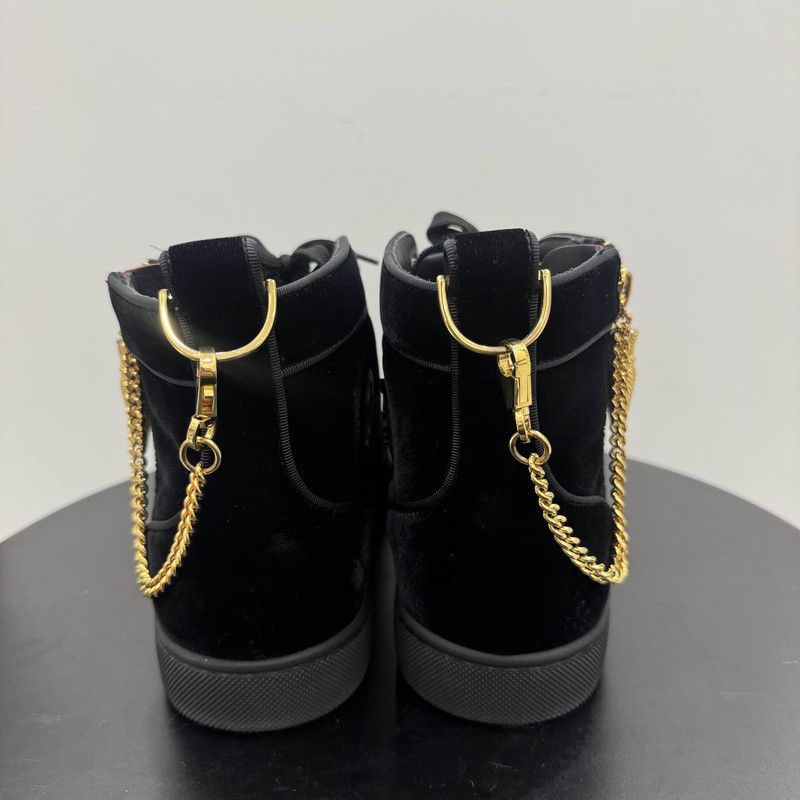 Louis Vuitton CL Louis Velvet High-Top Sneakers in Black 0079 Size US 7.5 / EU 40-41 - 3 Thumbnail