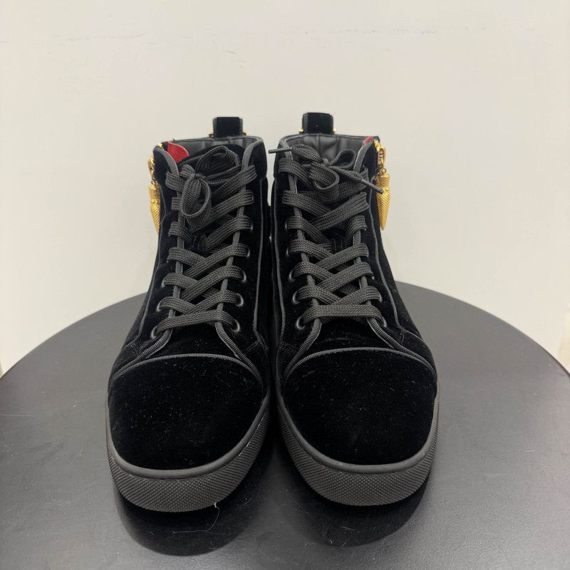 Louis Vuitton CL Louis Velvet High-Top Sneakers in Black 0079 Size US 7.5 / EU 40-41 - 2 Thumbnail