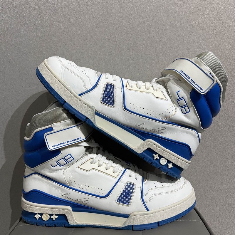Louis Vuitton Louis Vuitton Trainer Blue and White High-Top Sneakers 0079 Size US 8.5 / EU 41-42 - 6 Thumbnail
