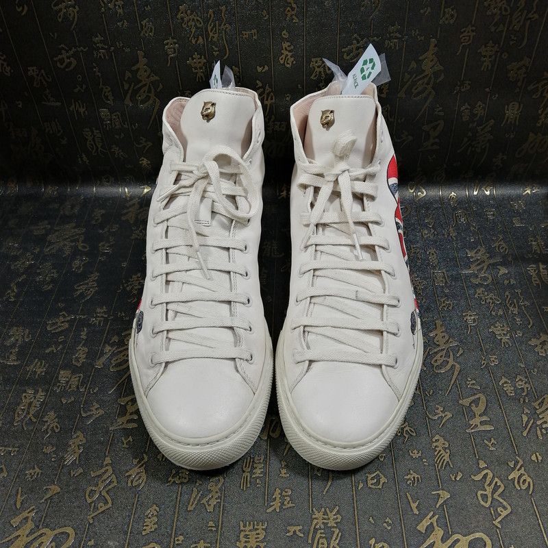 Gucci Gucci White High-Top Sneakers with Snake Design 0079 Size US 9.5 / EU 42-43 - 2 Thumbnail