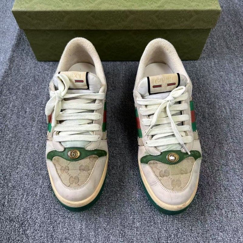 Gucci Gucci Screener Green Leather Sneakers for Men 0079 Size US 9.5 / EU 42-43 - 2 Thumbnail