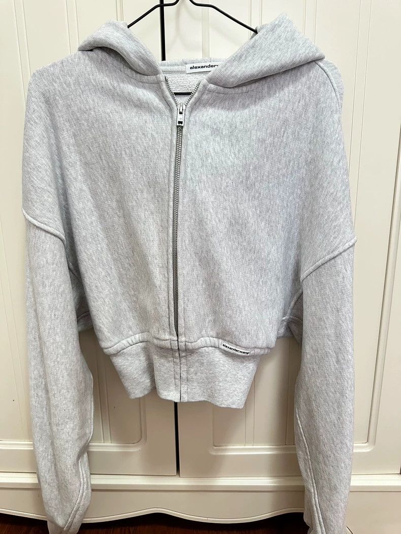 Alexander Wang Alexander Wang Cropped Zip Hoodie Gray Size S / US 4 / IT 40 - 2 Thumbnail