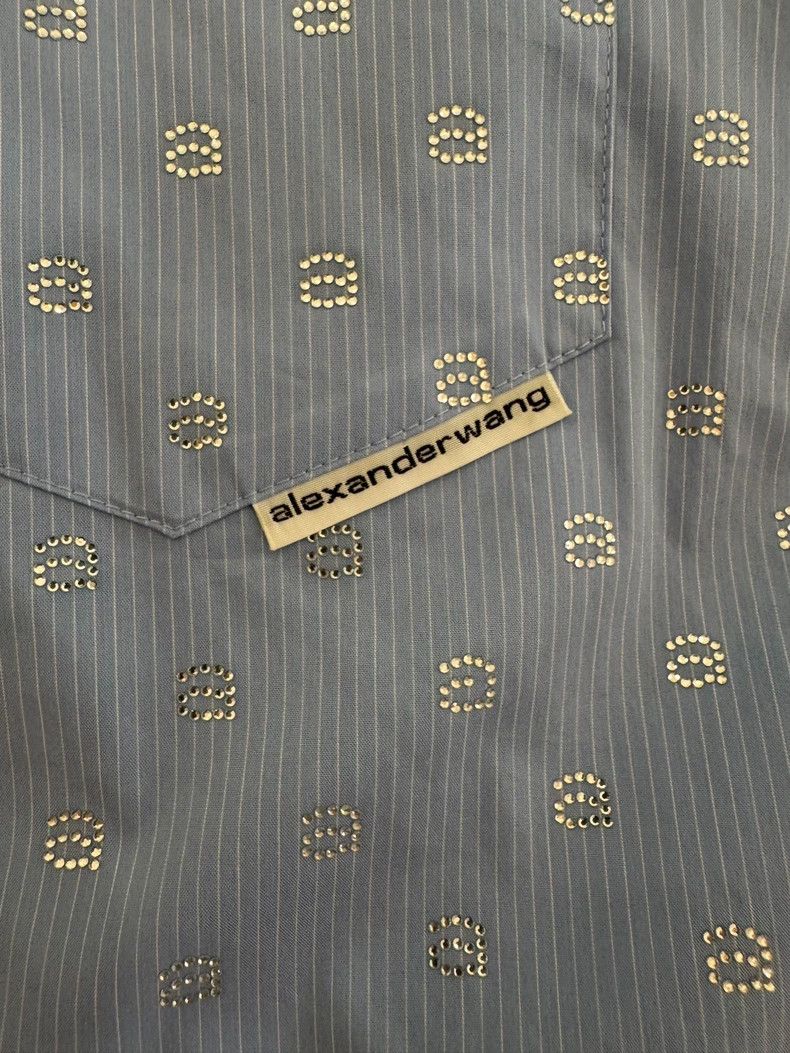 Alexander Wang Alexander Wang Blue Striped Embellished Cotton Shirt Size S / US 4 / IT 40 - 2 Thumbnail