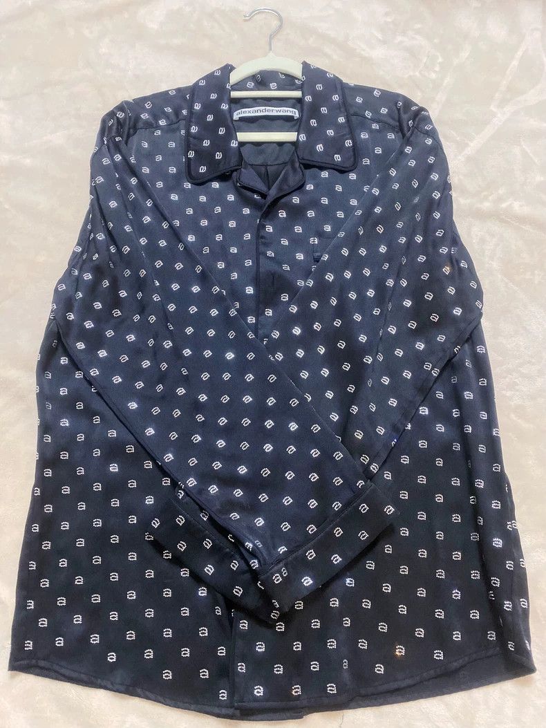 Alexander Wang Alexanderwang Black Logo Silk Shirt Size XS / US 0-2 / IT 36-38 - 2 Thumbnail