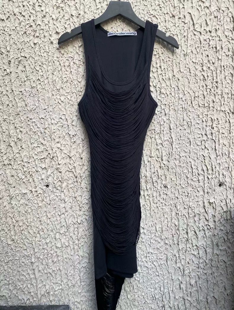 Alexander Wang Alexander Wang Black Fringe Tank Dress Size XS / US 0-2 / IT 36-38 - 2 Thumbnail