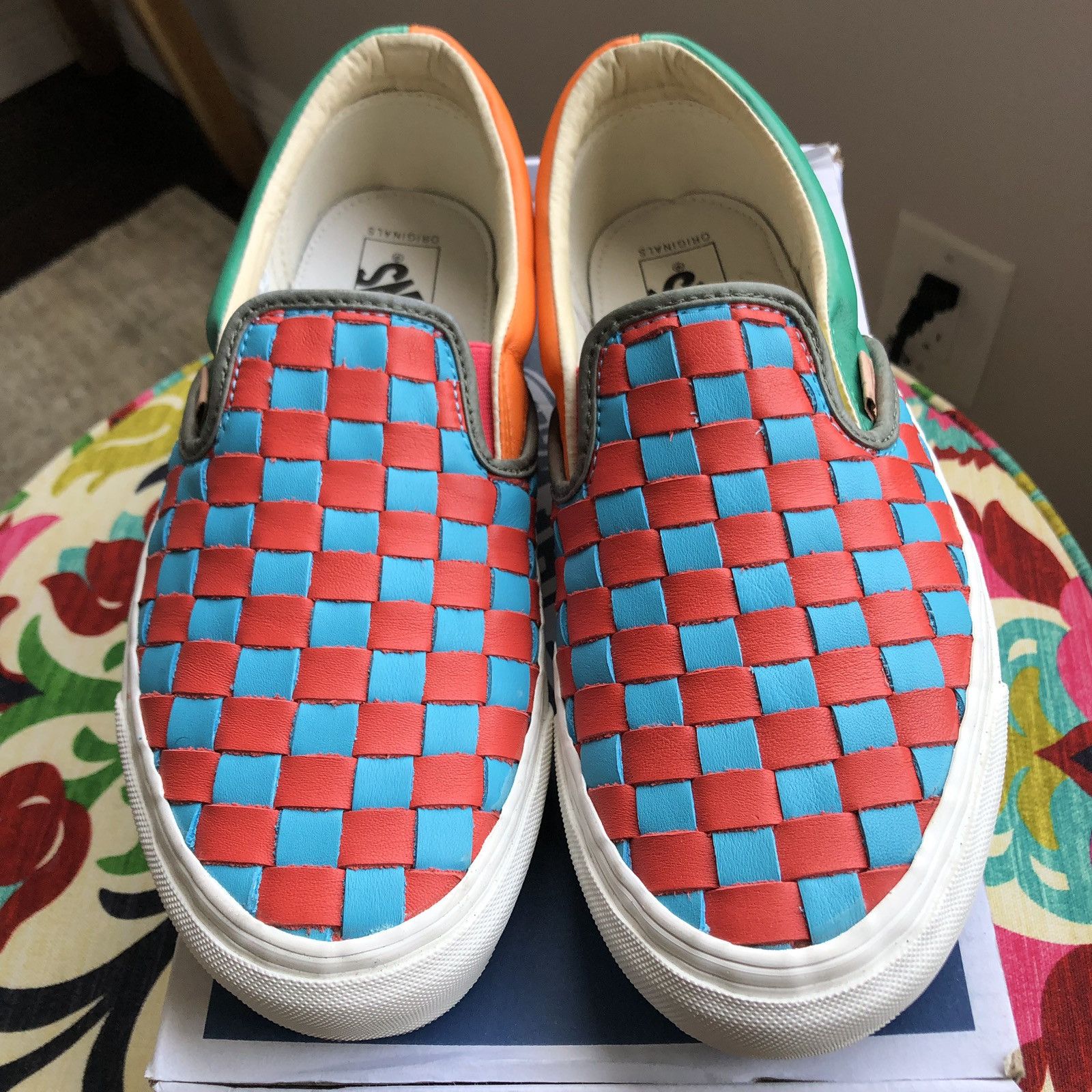 Multi color checkered vans best sale