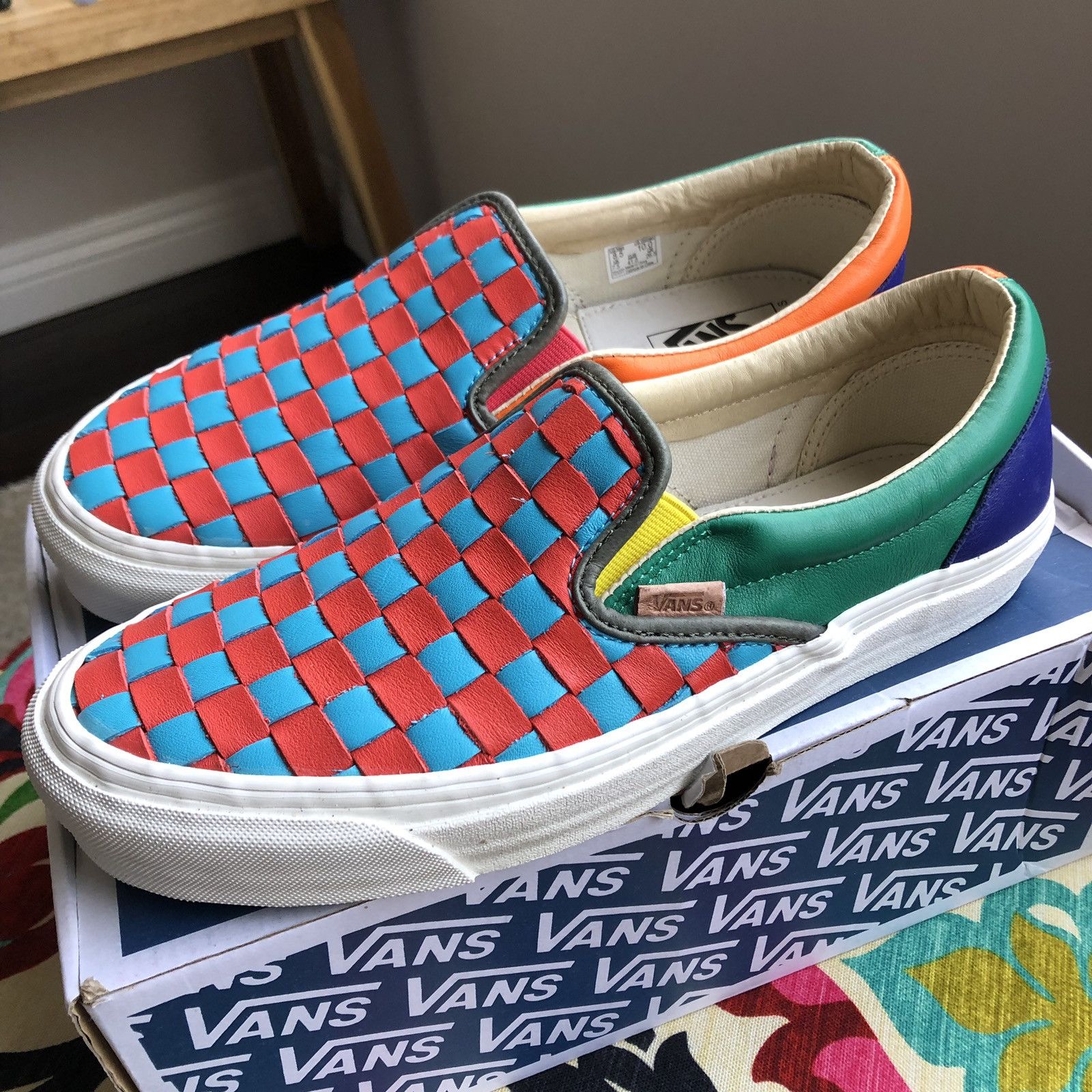 Vans Vans Vault Checkered Past Multi Color OG Slip On LX Woven Leather Grailed