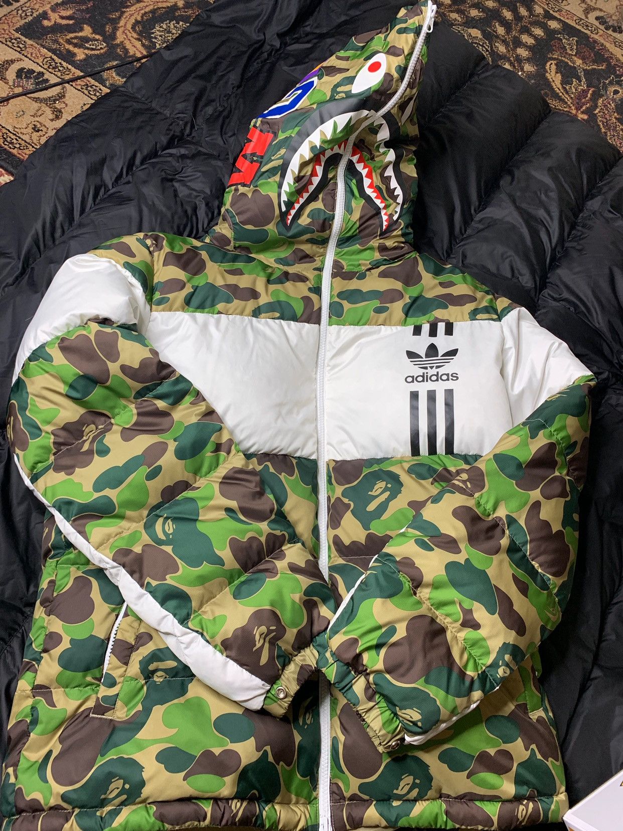 Bape x adidas abc camo firebird on sale shark puffer jacket