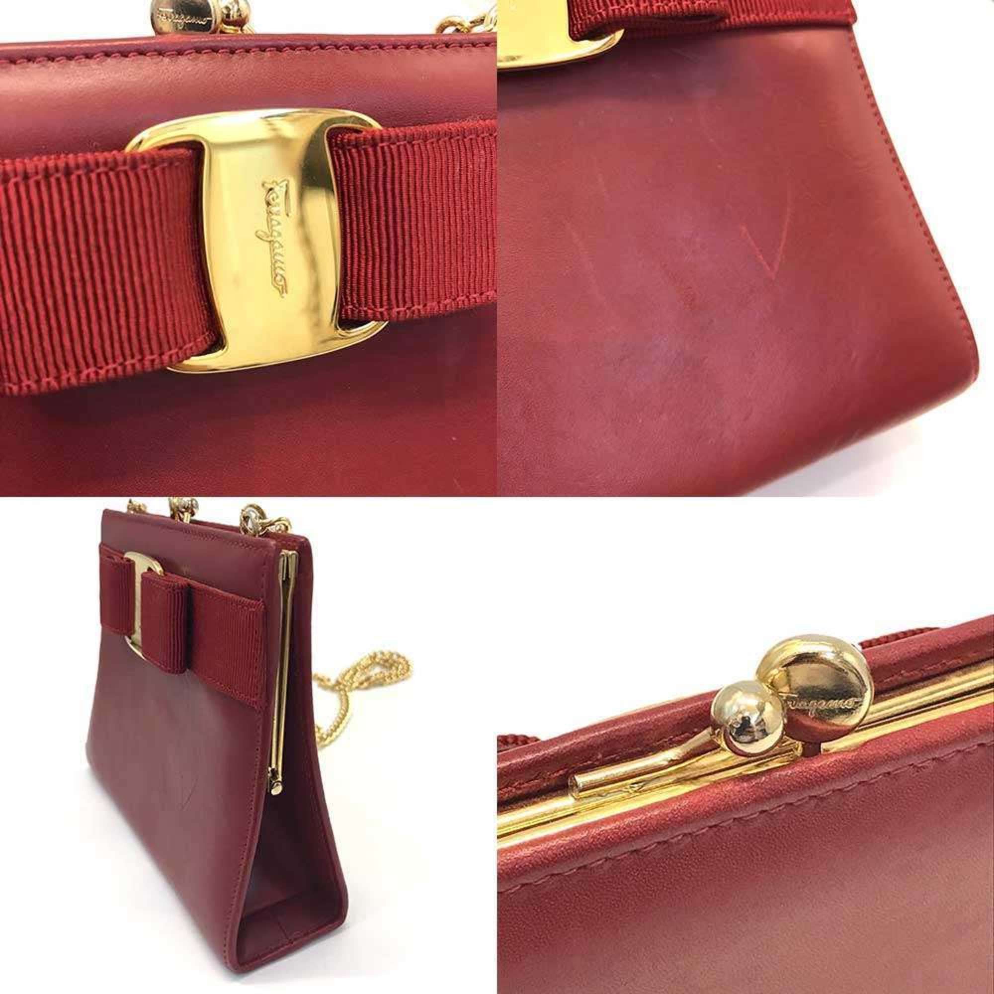 Salvatore Ferragamo Salvatore Ferragamo Ferragamo Chain Mini Shoulder Bag Vara Ribbon Women's Pochette Red FERRAGAMO Size ONE SIZE - 5 Thumbnail