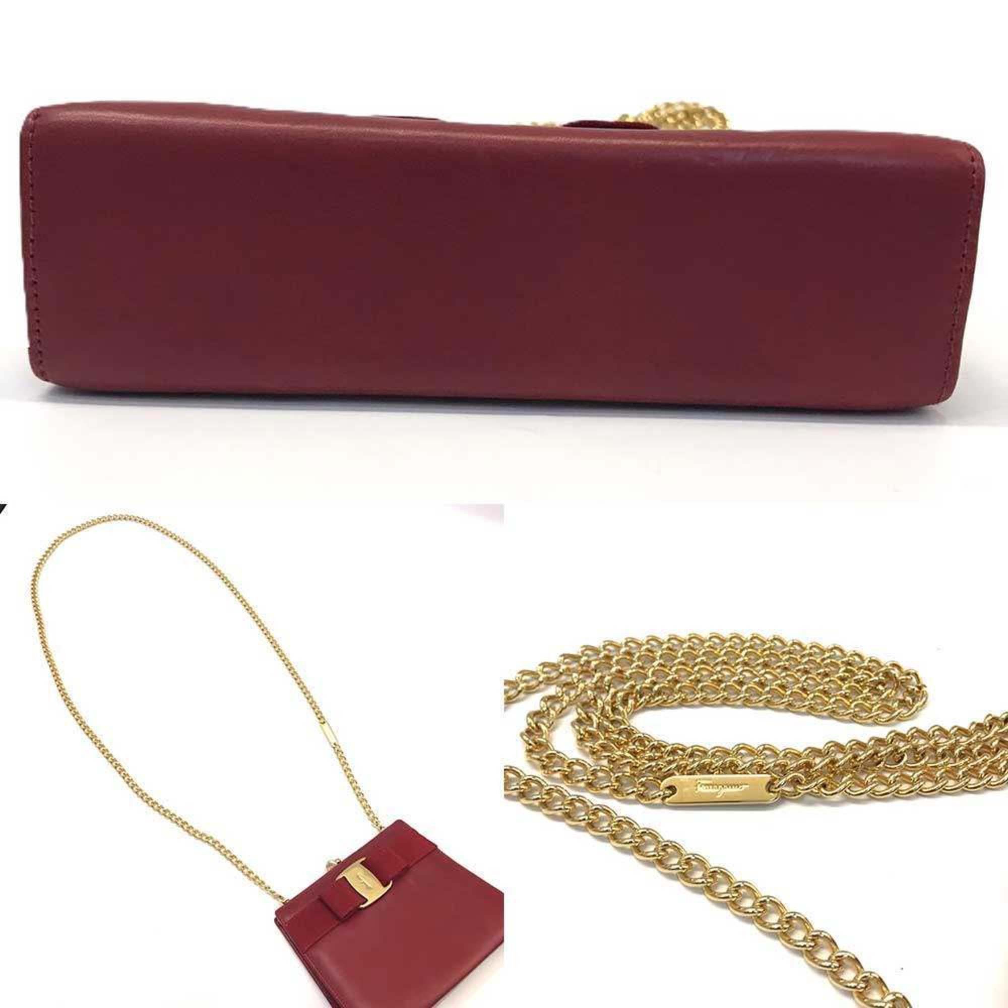 Salvatore Ferragamo Salvatore Ferragamo Ferragamo Chain Mini Shoulder Bag Vara Ribbon Women's Pochette Red FERRAGAMO Size ONE SIZE - 4 Thumbnail
