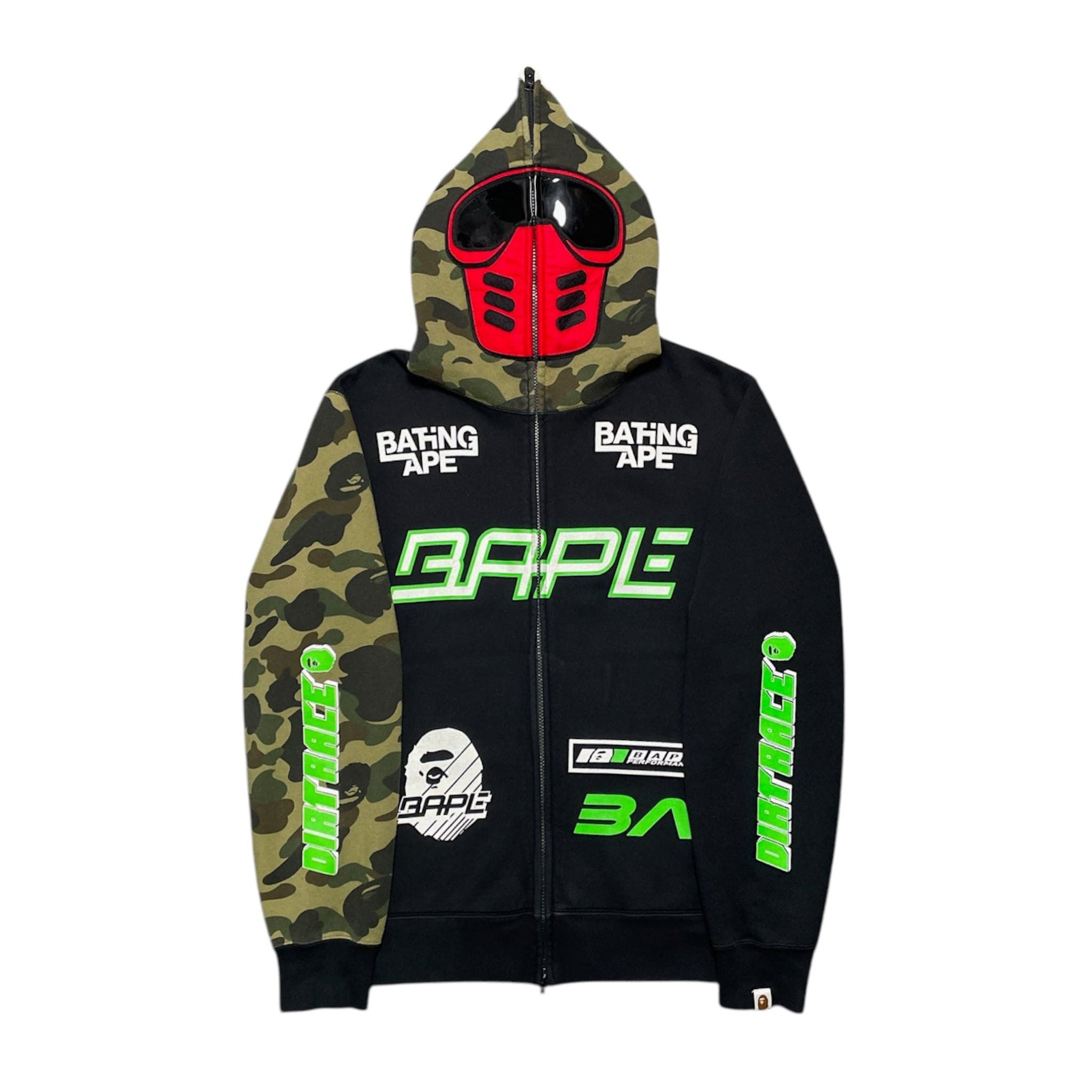 Pre-owned Bape Bmx Mask Zip Up Hooded Sweatshirt Black