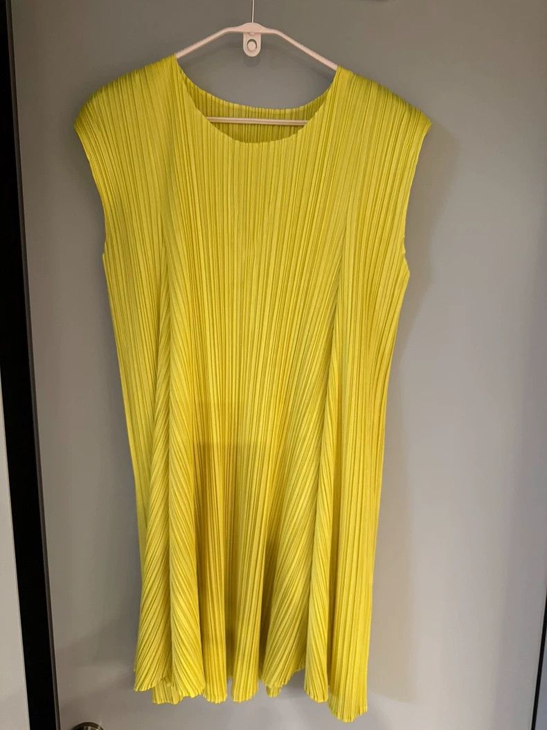 Issey Miyake Pleats Please Yellow Pleated Dress - dmc Size M / US 6-8 / IT 42-44 - 3 Thumbnail