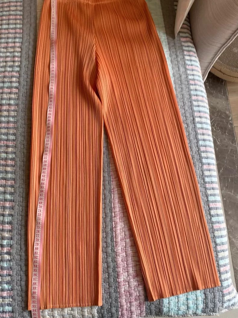 Issey Miyake Pleats Please Orange Pleated Long Pants - dmc Size 28" / US 6 / IT 42 - 3 Thumbnail