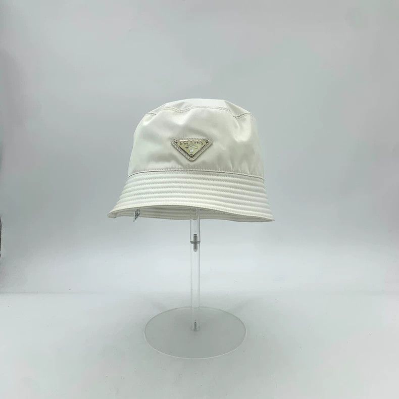 Prada Prada White Triangle Logo Cotton Bucket Hat - dmc Size ONE SIZE - 3 Thumbnail