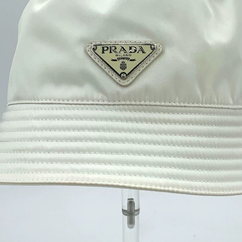 Prada Prada White Triangle Logo Cotton Bucket Hat - dmc Size ONE SIZE - 7 Thumbnail