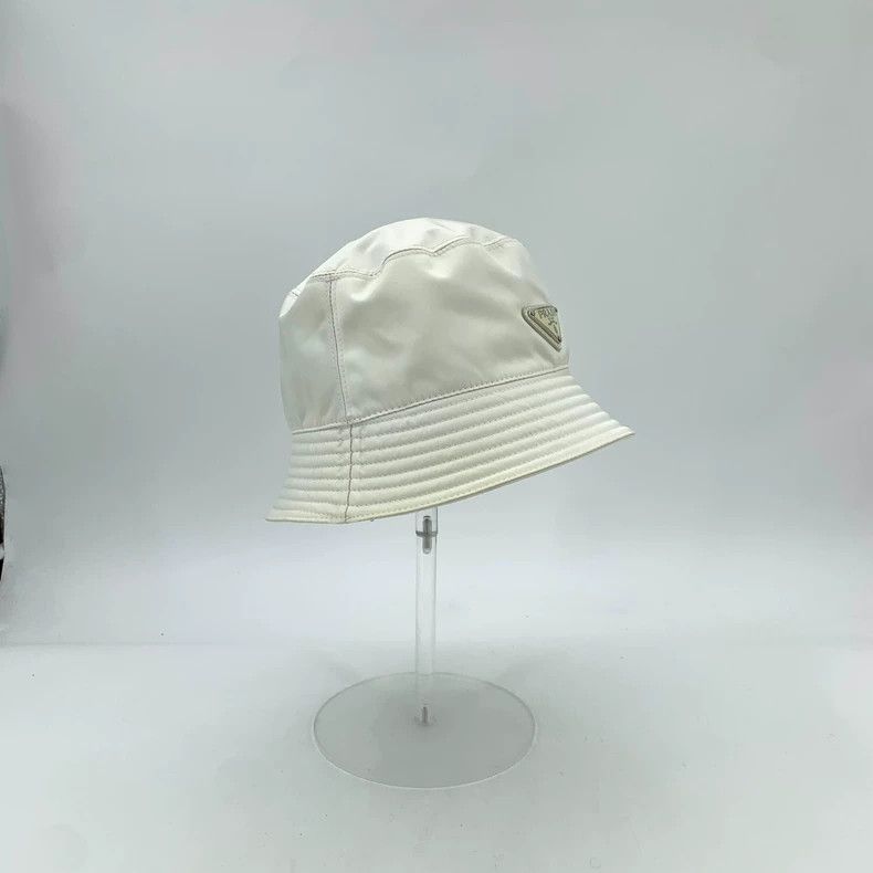 Prada Prada White Triangle Logo Cotton Bucket Hat - dmc Size ONE SIZE - 2 Thumbnail
