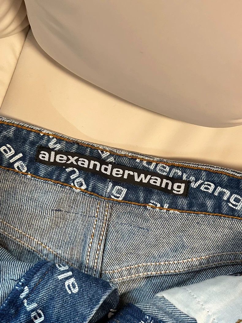 Alexander Wang Alexander Wang Logo Print Denim Shorts Size 24" / US 00 / IT 34 - 2 Thumbnail