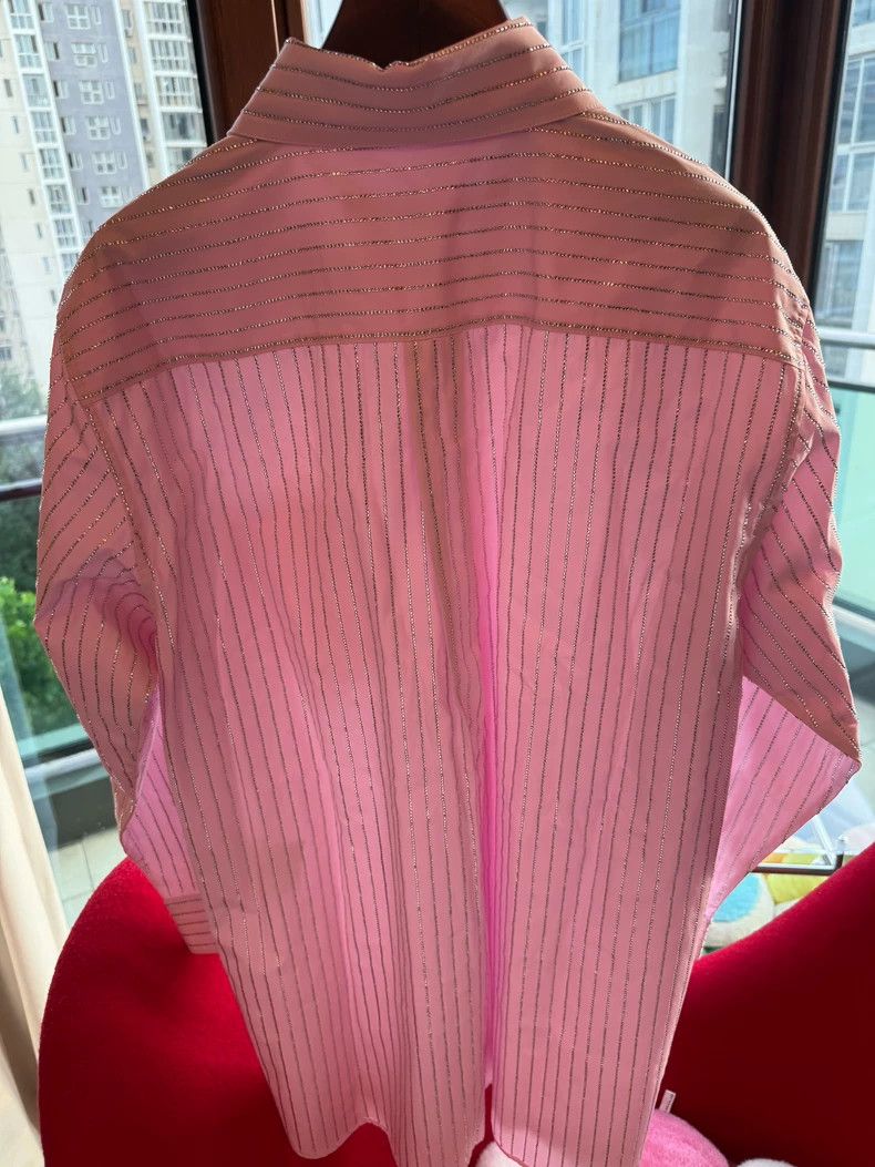 Alexander Wang Alexander Wang Pink Rhinestone Long Sleeve Shirt Size XS / US 0-2 / IT 36-38 - 6 Thumbnail