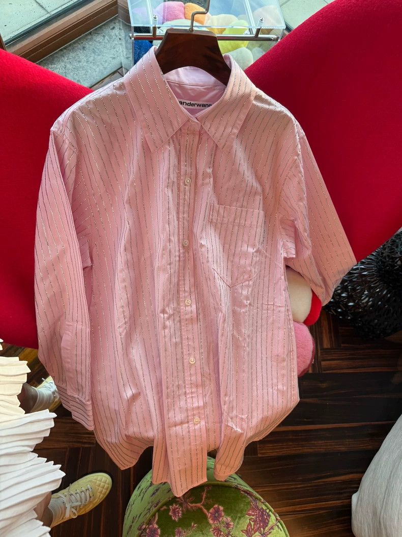 Alexander Wang Alexander Wang Pink Rhinestone Long Sleeve Shirt Size XS / US 0-2 / IT 36-38 - 2 Thumbnail
