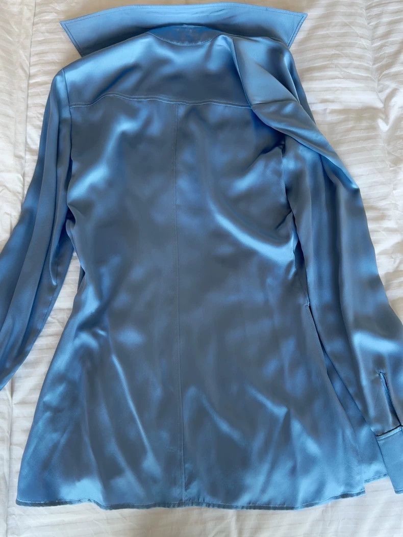 Alexander Wang Alexander Wang Blue Silk Button Up Shirt Size XS / US 0-2 / IT 36-38 - 2 Thumbnail