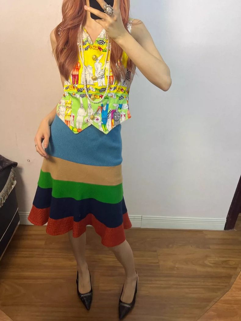 Junya Watanabe Comme des Garcons Rainbow Patchwork Skirt - dmc Size US 27 - 8 Thumbnail