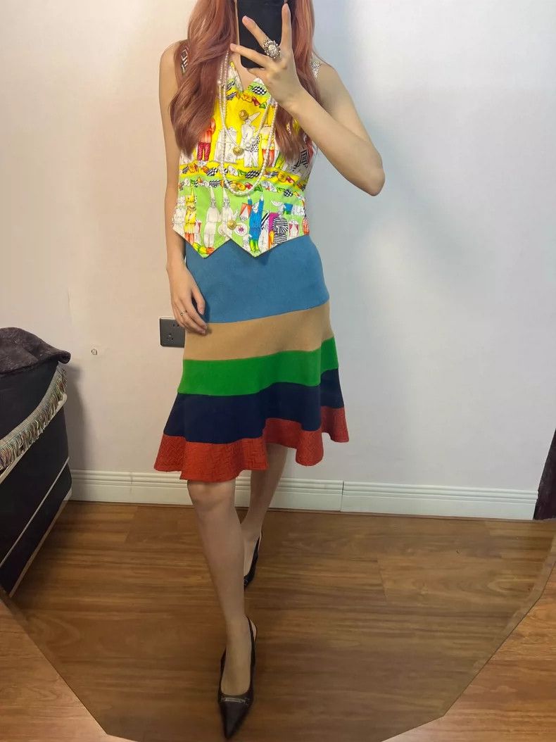 Junya Watanabe Comme des Garcons Rainbow Patchwork Skirt - dmc Size US 27 - 9 Thumbnail
