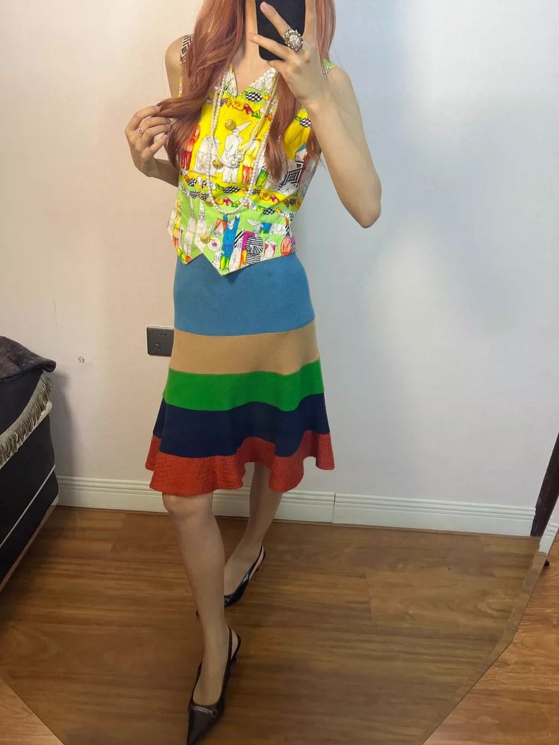 Junya Watanabe Comme des Garcons Rainbow Patchwork Skirt - dmc Size US 27 - 7 Thumbnail